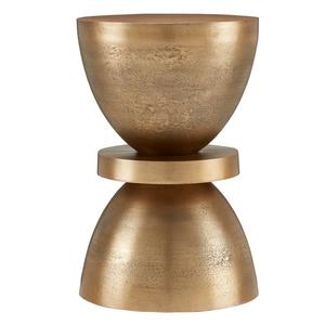 Taburete redondo de aluminio fundido hecho a mano de lujo de mediados de siglo, consola con incrustaciones de hueso para muebles de sala de estar y dormitorio - Product Image 1