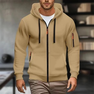 เสื้อสเวตเตอร์มีฮู้ดสำหรับผู้ชายดีไซน์ไฮเอนด์สไตล์เกาหลีสีพื้นทรงหลวมเรียบง่ายเสื้อแจ็คเก็ตลำลองฤดูใบไม้ผลิและฤดูใบไม้ร่วง - Product Image 1