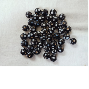 Cuentas de Vidrio Redondas de 8 mm Hechas a Medida, con Puntos Blancos y Negros, Adecuadas para Diseñadores de Joyas y Tiendas de Cuentas para su Reventa - Product Image 1