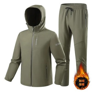 Ensemble de vêtements de sport d'hiver pour homme, veste polaire chaude à capuche, pantalon long, pantalon coupe-vent résistant à l'usure pour les activités de plein air - Product Image 3