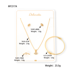 NYH Mode Zircon Boucles D'oreilles Plaqué Or Anneau Bangles Réglable Collier Enfants Ensemble de Bijoux pour Filles - Product Image 6