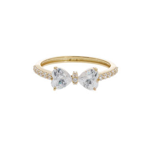 Bague papillon classique en or 14 carats et diamants naturels, bande pavée pour femme avec ailes en diamant taille cœur, plaqué rhodium - Product Image 5