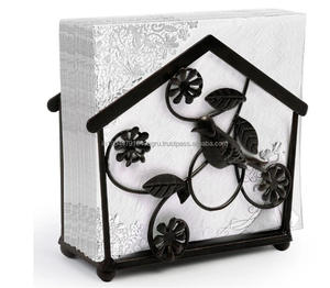 Porte-serviettes en fer, support de distributeur de serviettes en papier droit pour la maison, la cuisine, les tables, l'intérieur, l'extérieur, la conception d'oiseaux et de fleurs - Product Image 6