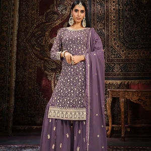 Último diseñador Faux Georgette Thread Sequence Work Sharara Suit de Fab Zone - Product Image 1