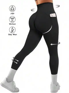 Femmes taille haute élastique Skinny Yoga Leggings Scrunch Bum Active Wear Gym Fitness sans couture pantalon serré Push Feature Ladies' - Product Image 6