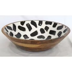 Bol décoratif en bois de manguier avec incrustation design de qualité alimentaire, grand bol en bois pour décoration de centre de table, service - Product Image 5