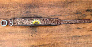Latest Hot Selling Floral Hand Tooled Leather Dog Collar for Pets Real Genuine Leather <b>Padded</b> Adjustable Accessory for Neck Belt - Product Image 3
