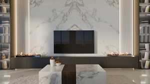 แผ่นควอตซ์พิมพ์ลายเอเวอเรสต์สำหรับเคาน์เตอร์ครัวและท็อปโต๊ะเครื่องแป้ง หนา 2 ซม. 3 ซม. หินขัดเงา สำหรับโครงการก่อสร้างภายในเชิงพาณิชย์ - Product Image 3