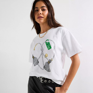 T-shirt pour femmes en coton 100% à manches courtes, design moderne, écologique, de haute qualité, en gros, personnalisé, pour l'été, séchage rapide - Product Image 2