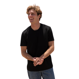 Men <b>Black</b> Heavyweight Crew Neck <b>T</b> <b>Shirt</b> 100% Luxury Organic Cotton Pre Shrunk GOTS Certified Premium Durable Classic Fit Tee - Product Image 5