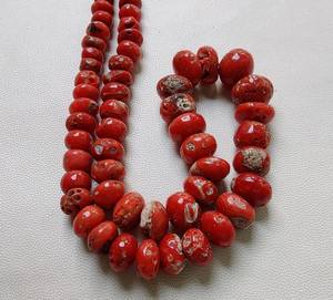 Hilo de 16 pulgadas, cuentas pulidas lisas Rondelle de Coral rojo, cuentas de Coral rojo viejo liso tamaño 10MM a 5 MM piedra preciosa - Product Image 3