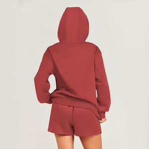 เสื้อฮู้ดสวมหัวแขนยาวทรงหลวมทำจากผ้าฝ้ายเสื้อฮู้ดแฟชั่นสไตล์เกาหลีแบบลำลองสีพื้นสำหรับผู้หญิง - Product Image 3