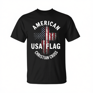 Maglietta Promozionale con Bandiera Americana e Croce Cristiana - Product Image 2