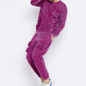 ชุดวอร์มฮิปฮอปวินเทจของผู้ชายใหม่เสื้อสเวตเชิ้ตคอกลมพร้อมกล่องกระเป๋ากางเกงบานสำหรับฤดูหนาว - Product Image 3