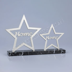 Eslogan para el hogar, escultura de Metal de estrella centelleante de aluminio con Base de mármol negro, mesa decorativa, regalo, artesanía, exportador, proveedor - Product Image 1