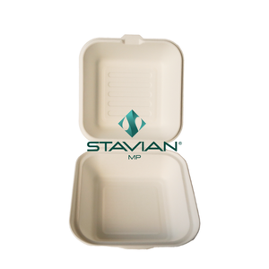 6x6 Bagasse Clamshell 100% Solution de vaisselle jetable compacte sans PFAS biodégradable à base de plantes pour le service alimentaire - Product Image 3