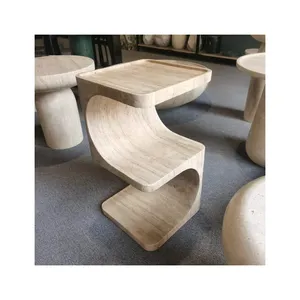 Nature Matte Finished Travertine Side Table Coffee Table Customized Stone Block Round Travertine Dining Table