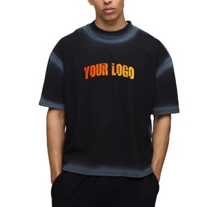 Custom High Quality 100% cotton Sun Faded Vintage washed men's t OEM Oversized Black Fashion T Shirt Manufacturer - Product Image 1