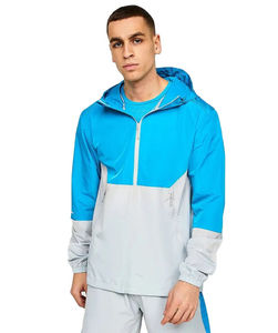 Breathable OEM Custom Printed Men's Windbreaker Tracksuit Two-Piece Short Set Zip Hooded Jogger Memory <b>Fabric</b> Waterproof - Product Image 3