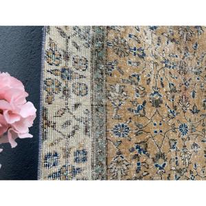 4.9x8.2 ft Rug, Vintage Turkish Rug, <b>Brown</b> Polka dot <b>Wool</b> Rug - Product Image 4