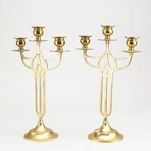 Decorative Indian brass 3-Batti candle stand with handcrafted <b>ornamental</b> detailing for pooja and ceremonial decor - Product Image 3