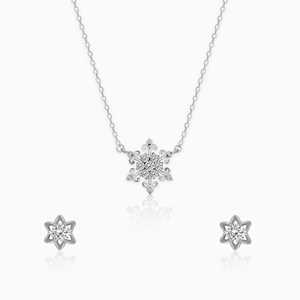 Conjunto de aretes de plata copo de nieve accesorio elegante y de moda - Product Image 2