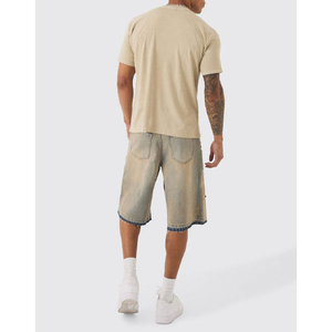 Shorts Vaqueros Transpirables con Bordado, Lavados, Personalizados, Estilo Urbano para Hombre, Cintura Media, Corte Recto Oscuro, para Verano - Product Image 6