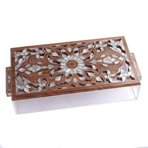 Exquisita tapa de madera con incrustaciones de madreperla en caja de postre acrílico perfecta para dar regalos de Eid Ramadan - Product Image 5