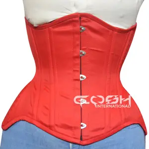Il corsetto in cotone rosso Curvy estremo sottoseno con osso in acciaio prova la bellezza dei venditori di corsetti sinuosi