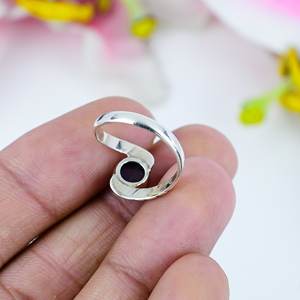 Bague de réglage de lunette en pierre précieuse améthyste naturelle Vintage plaqué argent Sterling 925 fait à la main bijoux fins pour les occasions de fête - Product Image 2