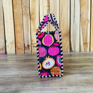 Sac fourre-tout mini réversible en coton matelassé imprimé à la main, écologique, durable, robuste, pour les courses - Product Image 2