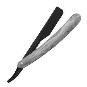 Rasoirs de barbier à manche en plastique droits fabriqués avec des rasoirs d'épilation en acier inoxydable - Product Image 1