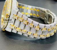 Luxuriöse Edle Schmuckuhr aus Edelstahl im Hip-Hop-Stil mit Mechanischem Uhrwerk für Herren, Vollständig mit Brillantschliff-Diamanten Besetzt, Analoges Glas