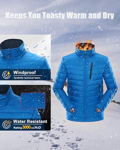 Chaqueta acolchada ligera informal para hombre, abrigo de invierno impermeable empacable con patrón sólido, cierre de cremallera, algodón transpirable - Product Image 4