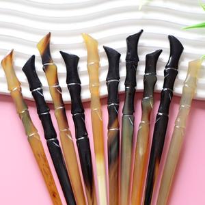 Épingles à cheveux en corne de buffle polie pour femmes, bâton de coiffure en corne de bœuf, accessoire naturel - Product Image 4