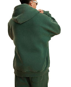 Diseño personalizado 450 Gms 100% algodón Streetwear doble capa lavado ácido Sudadera con capucha bordado trabajador con capucha chaqueta de invierno para hombre - Product Image 4