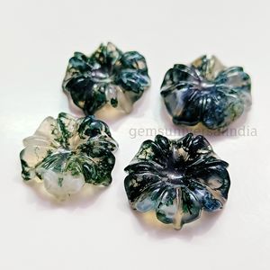 พลอยโมรามอสธรรมชาติแกะสลักรูปดอกไม้อาเกตอัญมณีรูปดอกไม้อาเกต AAA แกะสลักหินหลวมสำหรับทำจี้ขนาด20มม. - Product Image 3