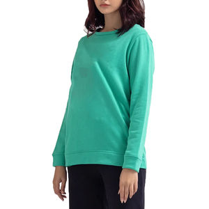 Sudadera de cuello redondo para mujer 2025 personalizada 100% forro polar de algodón con logotipo bordado en la parte delantera para el invierno - Product Image 3