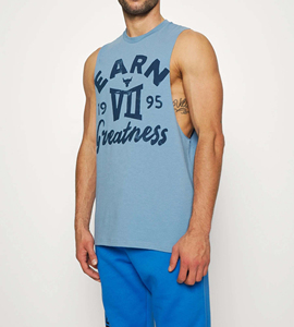 Camisetas sin mangas de alta calidad con logotipo personalizado, camiseta sin mangas de algodón elástico transpirable atlética para gimnasio, camiseta sin mangas cortada de gran tamaño para hombres - Product Image 1