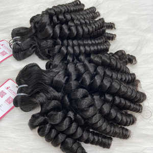 Extensions de cheveux vierges vietnamiens Remy de 24 pouces Cheveux humains bruts à double tirage noirs à la machine Twist Curly Style de haute qualité - Product Image 2