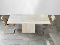 Table à manger moderne de luxe en travertin, tables d'appoint en pierre naturelle douce, console, décoration intérieure