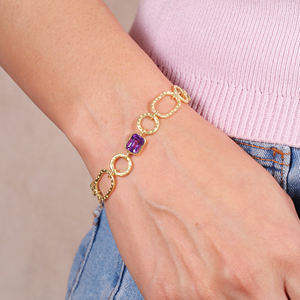 Hot Selling Gold Plated Blue Topaz And Amethyst <b>Bracelet</b> <b>for</b> <b>Women</b> Engagement Wedding Party - Product Image 3