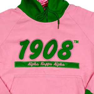 Sudadera con Capucha AKA Pink 1908 Unisex, Bordado con Letras Griegas, Felpa Suave, Estilo Casual Urbano, Ajuste Premium - Product Image 2