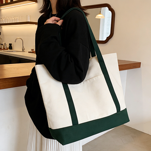Sac fourre-tout en <span class=keywords><strong>toile</strong></span> beige spacieux et tendance, personnalisable, écologique, pour femmes, idéal pour le shopping et les sorties décontractées - Product Image 4