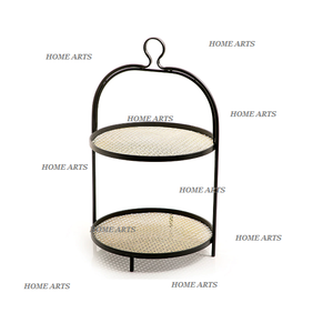 Ensemble de 2 supports à gâteaux en fer et en bois de tailles différentes, support à gâteaux pour desserts pour restaurant, hôtel - Product Image 4