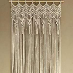 Handmade Bohemian <b>Macrame</b> Wall Hanging Rattan <b>Curtain</b> for Living Room Vertical Framed Pattern for Home Decor During Diwali - Product Image 1