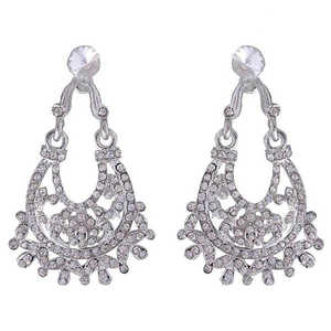 Kriaa ต่างหูตุ้งติ้งดี1302217ชุบโรเดียมกับออสเตรียหินทองคำขาวจี้สำหรับงานแต่งงานงานปาร์ตี้เพทายหลัก - Product Image 1