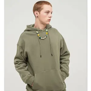 Sudaderas con capucha de gran tamaño para hombre de ajuste Regular de peso pesado de alta calidad, ropa de calle de mezcla de algodón personalizable de otoño - Product Image 2