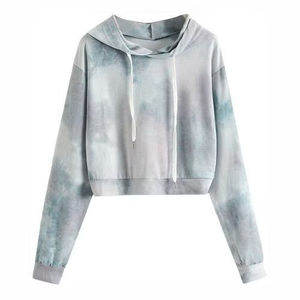 Vêtements de sport en coton lourd pour femmes à capuche longue entraînement sport gymnastique cravate teinture hiver Streetwear respirant tricoté goutte avant - Product Image 3