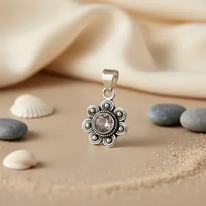 Colgante de Flor de Amatista de Plata 925 para Mujer, Joyería de Piedras Preciosas en Oro Rosa, Chapado en Rodio, Dijes de Platino con Patrón Numérico - Product Image 3